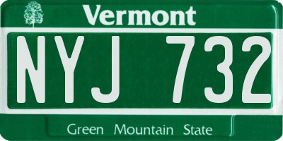 VT license plate NYJ732