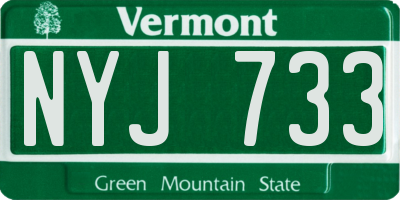 VT license plate NYJ733