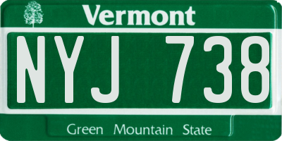 VT license plate NYJ738
