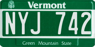 VT license plate NYJ742
