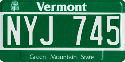 VT license plate NYJ745