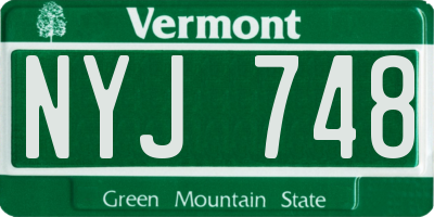 VT license plate NYJ748