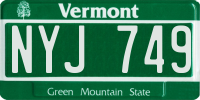 VT license plate NYJ749