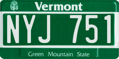 VT license plate NYJ751