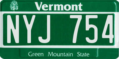 VT license plate NYJ754
