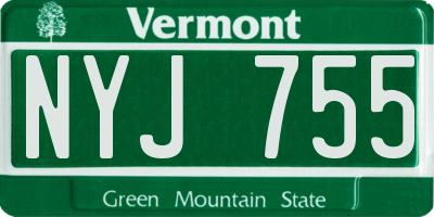 VT license plate NYJ755