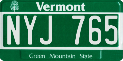 VT license plate NYJ765