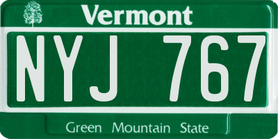 VT license plate NYJ767