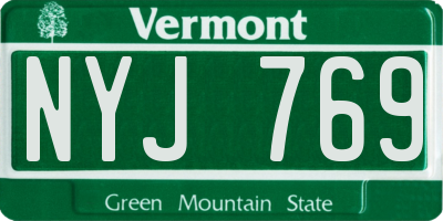 VT license plate NYJ769