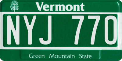 VT license plate NYJ770