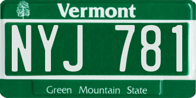 VT license plate NYJ781