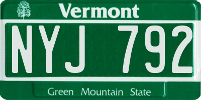 VT license plate NYJ792