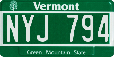 VT license plate NYJ794