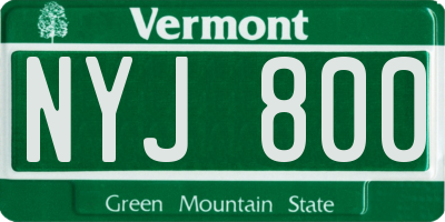 VT license plate NYJ800