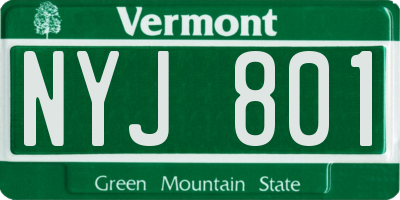 VT license plate NYJ801