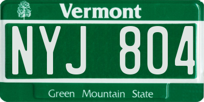 VT license plate NYJ804