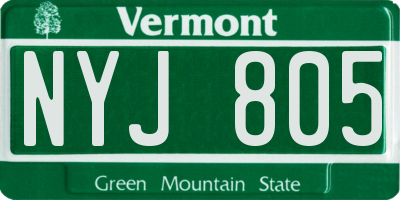 VT license plate NYJ805