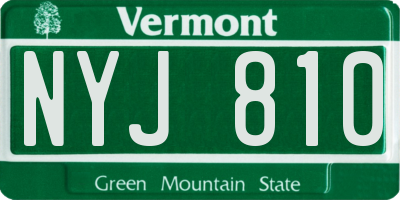 VT license plate NYJ810