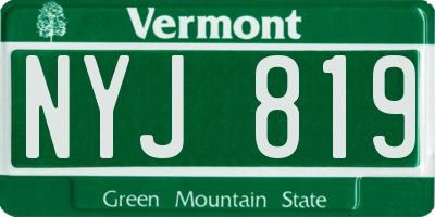 VT license plate NYJ819
