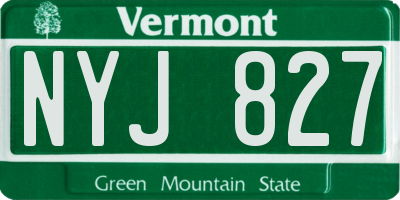 VT license plate NYJ827