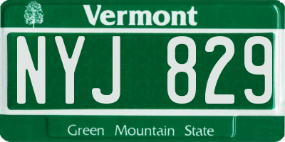 VT license plate NYJ829