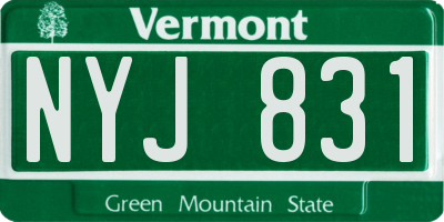VT license plate NYJ831