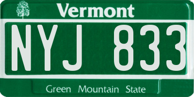VT license plate NYJ833