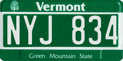 VT license plate NYJ834