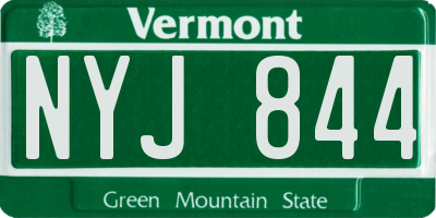 VT license plate NYJ844