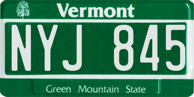 VT license plate NYJ845