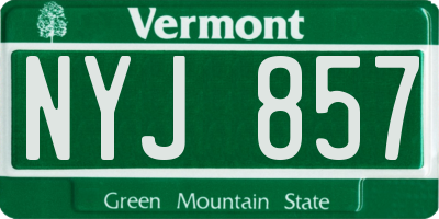VT license plate NYJ857