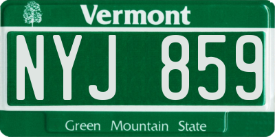 VT license plate NYJ859