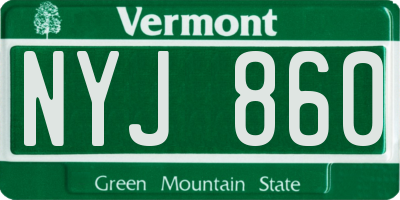 VT license plate NYJ860