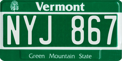 VT license plate NYJ867