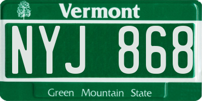 VT license plate NYJ868