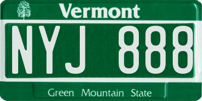 VT license plate NYJ888