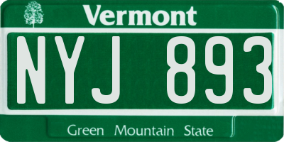 VT license plate NYJ893