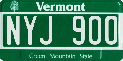 VT license plate NYJ900