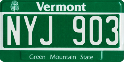 VT license plate NYJ903