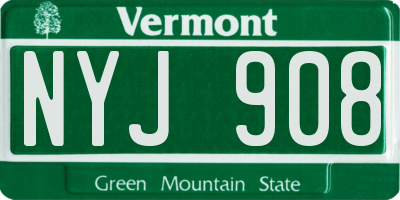VT license plate NYJ908
