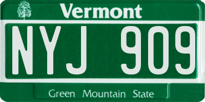 VT license plate NYJ909