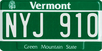 VT license plate NYJ910