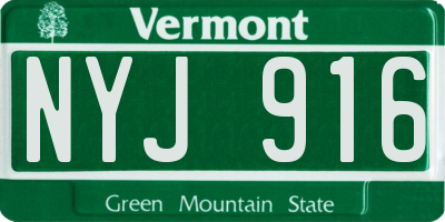 VT license plate NYJ916