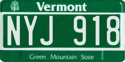 VT license plate NYJ918