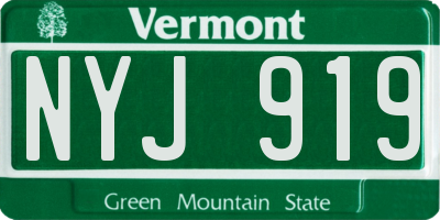 VT license plate NYJ919