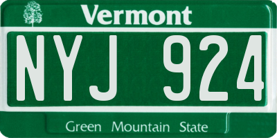 VT license plate NYJ924