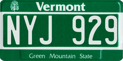 VT license plate NYJ929