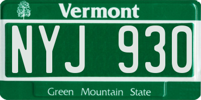 VT license plate NYJ930