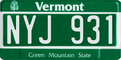 VT license plate NYJ931