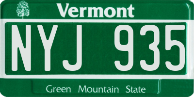 VT license plate NYJ935